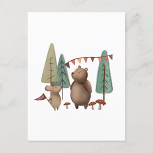 Carte Postale Ours et souris des animaux des bois