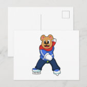 Carte Postale Ours faisant du patinage sur glace avec des patins (Devant / Derrière)