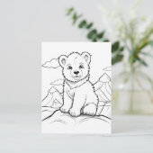 Carte Postale Ours festif enfants coloriage  (Debout devant)