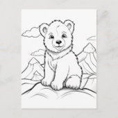 Carte Postale Ours festif enfants coloriage  (Devant)