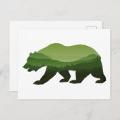 Carte Postale Ours forêt verte Double exposition (Devant / Derrière)