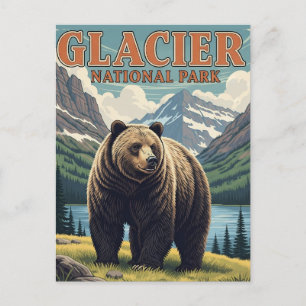 Carte Postale Ours grizzly dans le parc national de Glacier Mont