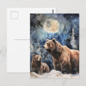 Carte Postale Ours Grizzly et bébé (Devant / Derrière)