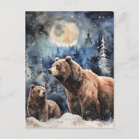 Carte Postale Ours Grizzly et bébé (Devant)