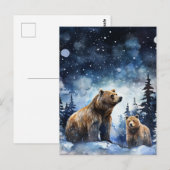 Carte Postale Ours Grizzly et bébé (Devant / Derrière)