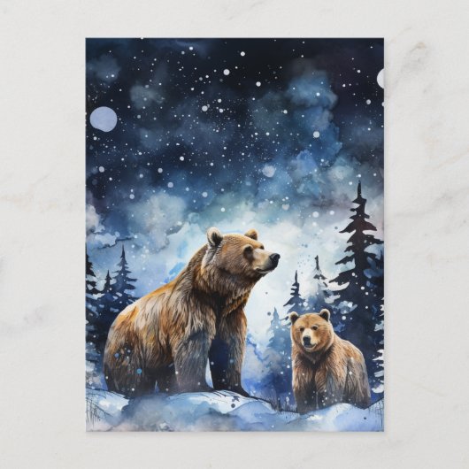 Carte Postale Ours Grizzly et bébé (Devant)