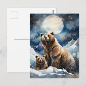 Carte Postale Ours Grizzly et bébé (Devant / Derrière)