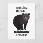 Carte Postale Ours Grizzly Faisant le Minimum d'Efforts Drôle (Devant)