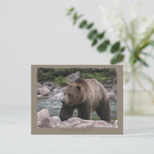 Carte Postale Ours grizzly - Pastels (Debout devant)