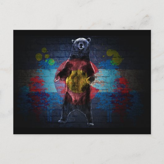 Carte postale ours grunge drapeau Colorado graffit (Devant)