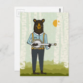 Carte Postale Ours Jouant Banjo (Devant / Derrière)
