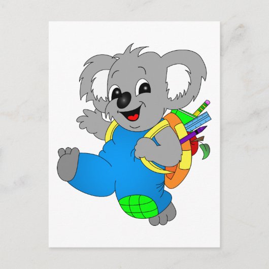 Carte Postale Ours Koala avec sac à dos (Devant)