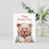 Carte Postale Ours livresque de la Saint-Valentin (Debout devant)
