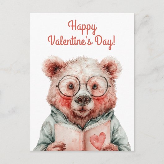 Carte Postale Ours livresque de la Saint-Valentin (Devant)