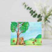 Carte postale Ours mignon avec fleurs (Debout devant)