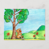 Carte postale Ours mignon avec fleurs (Devant)