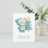 Carte Postale Ours mignon et arbre de Noël Merci (Debout devant)