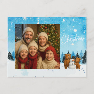 Carte Postale Ours mignons personnalisés construisant un bonhomm