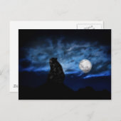Carte Postale Ours noir au clair de lune (Devant / Derrière)
