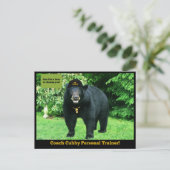 Carte Postale Ours Noir - "Coach Cubby Entraîneur Personnel !" (Debout devant)