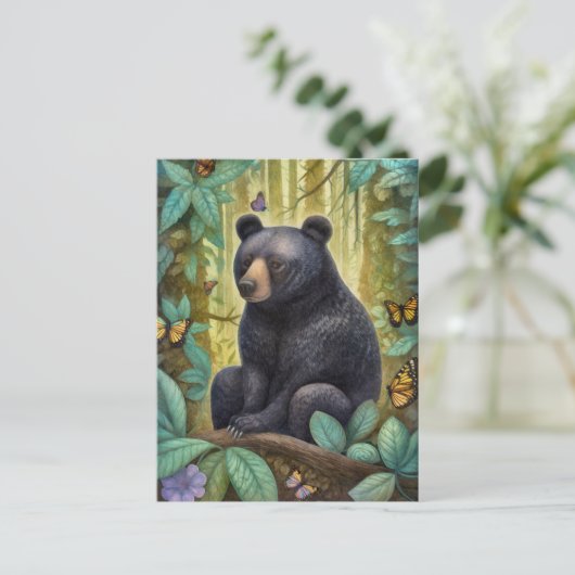 Carte postale Ours Noir Dans L'Art Forêt (Debout devant)