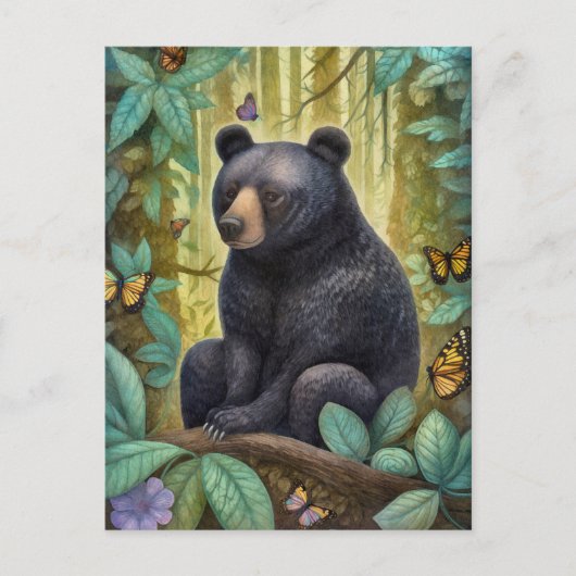 Carte postale Ours Noir Dans L'Art Forêt (Devant)