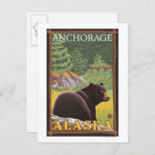 Carte Postale Ours noir en forêt - Anchorage, Alaska (Devant / Derrière)