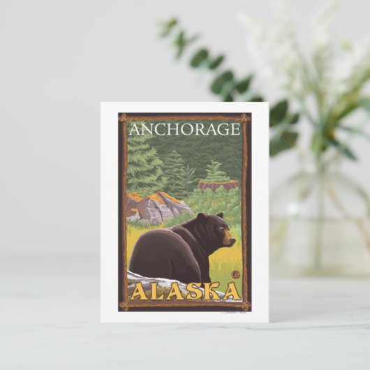 Carte Postale Ours noir en forêt - Anchorage, Alaska (Debout devant)
