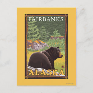 Carte Postale Ours noir en forêt - Fairbanks, Alaska