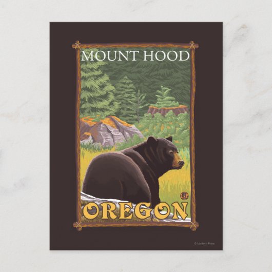 Carte Postale Ours noir en forêt - Mont Hood, Oregon (Devant)