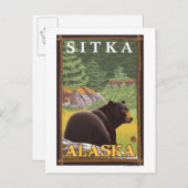 Carte Postale Ours noir en forêt - Sitka, Alaska (Devant / Derrière)