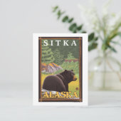 Carte Postale Ours noir en forêt - Sitka, Alaska (Debout devant)