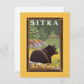 Carte Postale Ours noir en forêt - Sitka, Alaska (Devant / Derrière)