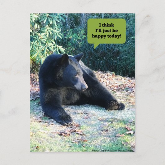 Carte Postale Ours noir - "Je pense que je vais juste être heure (Devant)