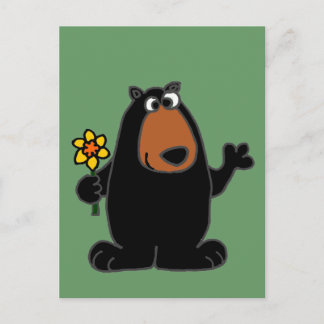 Carte Postale Ours noir mignon avec Daffodique