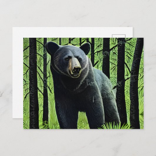 Carte Postale Ours noir rustique Abstrait (Devant / Derrière)