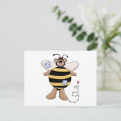 Carte Postale Ours nounut papillon abeille (Debout devant)