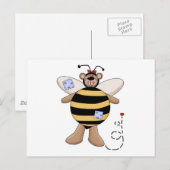 Carte Postale Ours nounut papillon abeille (Devant / Derrière)