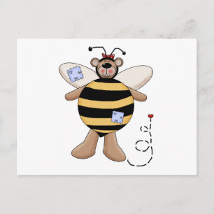 Carte Postale Ours nounut papillon abeille
