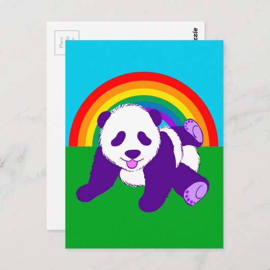 Carte Postale Ours Panda arc-en-ciel mignon (Devant / Derrière)