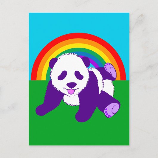 Carte Postale Ours Panda arc-en-ciel mignon (Devant)