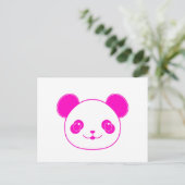 Carte Postale Ours panda kawaii rose (Debout devant)