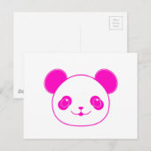 Carte Postale Ours panda kawaii rose (Devant / Derrière)