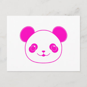 Carte Postale Ours panda kawaii rose