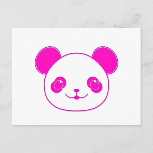 Carte Postale Ours panda kawaii rose (Devant)