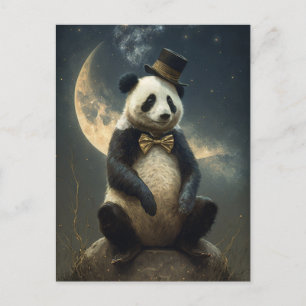 Carte Postale Ours Panda Lune vintage