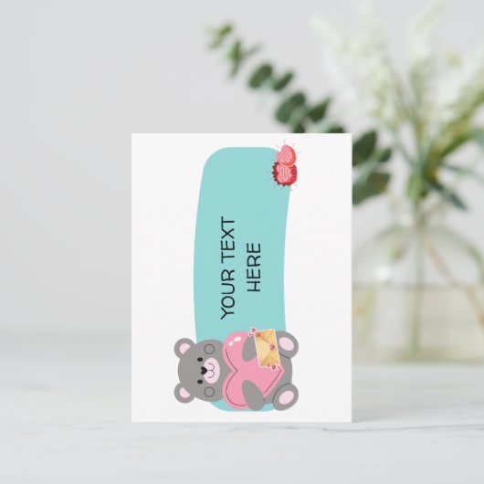 CARTE POSTALE OURS PERSONNALISABLE (Debout devant)