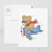 Carte Postale Ours pilote idiot (Devant / Derrière)