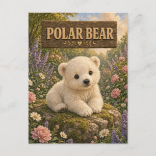 Carte Postale Ours Polaire Bébé Mignon Livre d'Histoires Animaux
