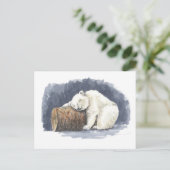 Carte Postale Ours polaire dormant, aquarelle (Debout devant)